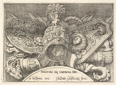 Tavola 3: trofei di armi romane dalle decorazioni sopra le finestre al secondo piano, 1656 da Giovanni Battista Galestruzzi