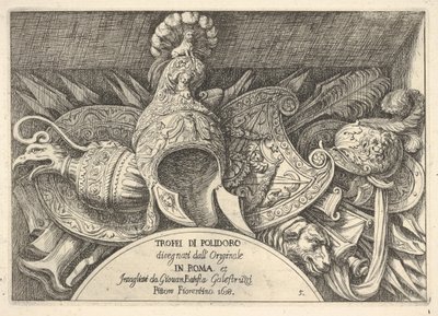 Trofei di armi romane dalle decorazioni sopra le finestre al secondo piano da Giovanni Battista Galestruzzi