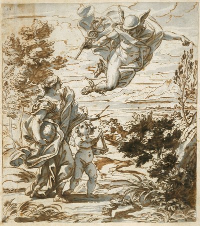Mercurio guida la geografia da Giovanni Battista Gaulli