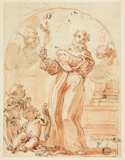 Santo Francescano in Piedi con Crocifisso da Giovanni Battista Gaulli