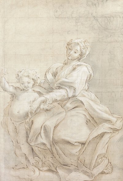La Vergine e il Bambino vicino a una vasca da Giovanni Battista Gaulli