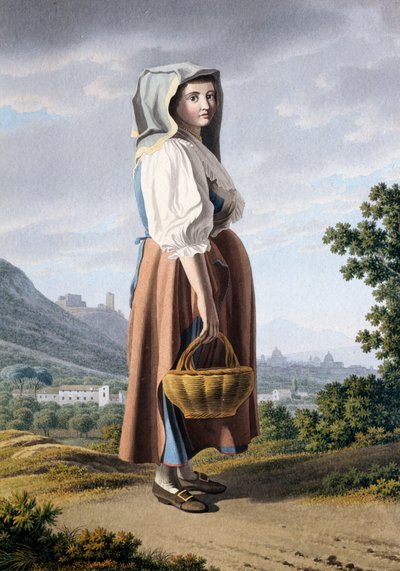 Contadino sullo sfondo di Maddaloni, di Giovan Battista Lusieri (ca 1755-1821), acquerello su carta 32x23 cm, Italia da Giovanni Battista Lusieri