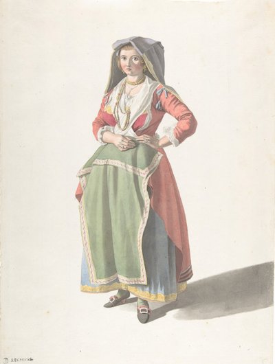 Giovane donna in abito tradizionale napoletano da Giovanni Battista Lusieri