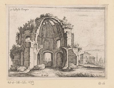 Rovine del Tempio di Minerva Medica in un paesaggio da Giovanni Battista Mercati