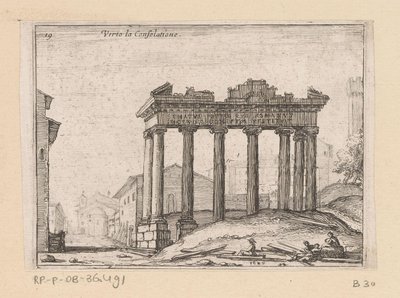 Rovine del Tempio di Saturno nel Foro Romano a Roma da Giovanni Battista Mercati