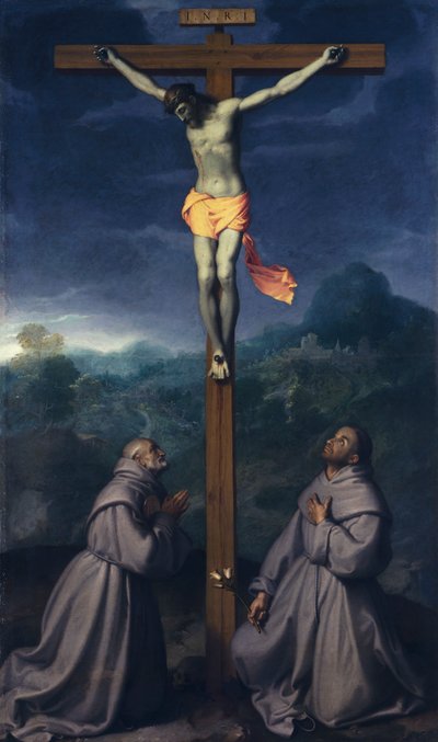 Crocifissione con i santi Bernardino e Antonio da Padova, di Giovanni Battista Moroni (1525 ca- 1578), Chiesa di San Giuliano, Albino da Giovanni Battista Moroni