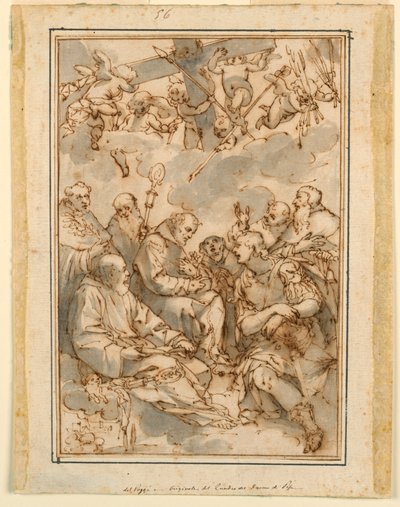 Esaltazione della croce e santi (Progetto per un dipinto per la Cattedrale di Pisa) da Giovanni Battista Paggi