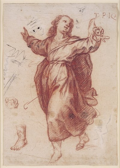 Bambino Gesù e studi della sua mano sinistra e piede sinistro da Giovanni Battista Paggi