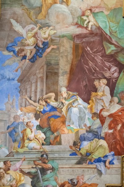 Il miracolo delle catene al centro del cassettonato (dettaglio) da Giovanni Battista Parodi