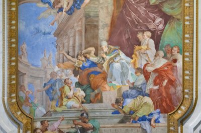 Il miracolo delle catene al centro del cassettonato (dettaglio) da Giovanni Battista Parodi