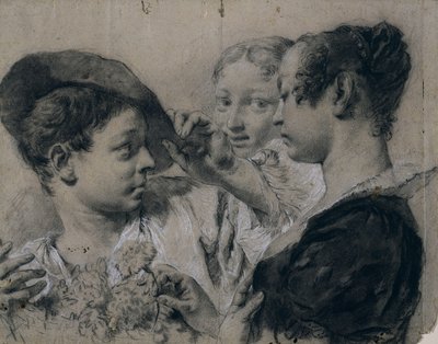 Una giovane donna che compra un garofano da un giovane uomo da Giovanni Battista Piazzetta