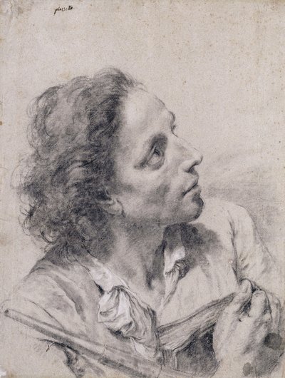 Un astronomo che tiene un libro e un telescopio, guardando in alto a destra da Giovanni Battista Piazzetta
