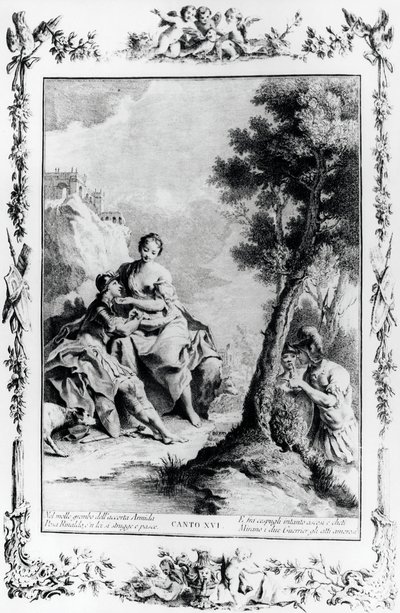 Armida e Rinaldo visti dai crociati Carlo e Ubaldo, canto XVI, Gerusalemme liberata da Giovanni Battista Piazzetta