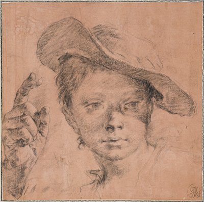 Ragazzo che indica con la mano destra alzata da Giovanni Battista Piazzetta