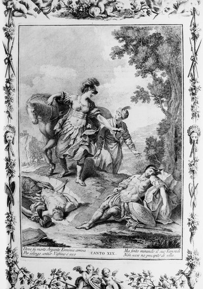 Erminia incontra Tancredi ferito, canto XIX, Gerusalemme liberata da Giovanni Battista Piazzetta