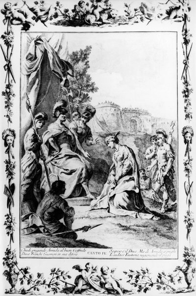 Eustazio intercede in favore di Armida con Goffredo di Buglione, canto IV, Gerusalemme liberata da Giovanni Battista Piazzetta