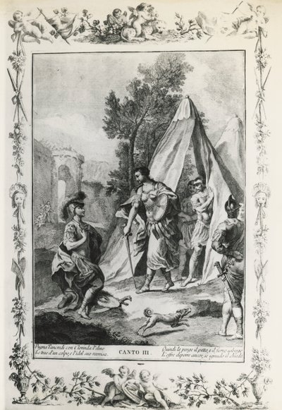 Gerusalemme liberata, canto III, illustrazione per il poema di Torquato Tasso, edizione pubblicata a Venezia nel 1745 da Giovanni Battista Piazzetta