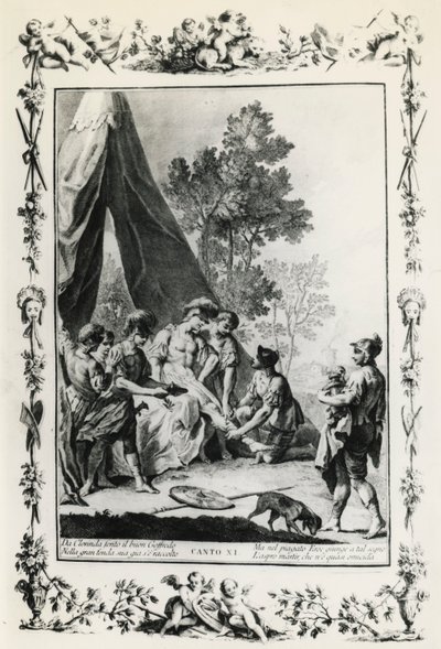 Gerusalemme liberata, canto XI, illustrazione di Giovanni Battista Piazzetta per il poema di Torquato Tasso, edizione pubblicata a Venezia nel 1745, Italia da Giovanni Battista Piazzetta