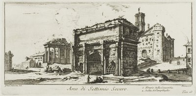Arco di Settimio Severo. 1. Tempio della Concordia. 2. Salita al Campidoglio, tavola 13 da Alcune vedute di archi trionfali e altri monumenti da Giovanni Battista Piranesi