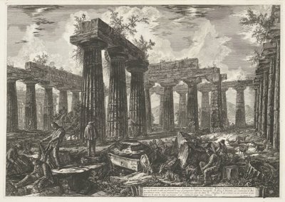 Basilica di Paestum a Paestum (Diverse vedute dei resti di tre grandi edifici ancora in piedi a Paestum) da Giovanni Battista Piranesi
