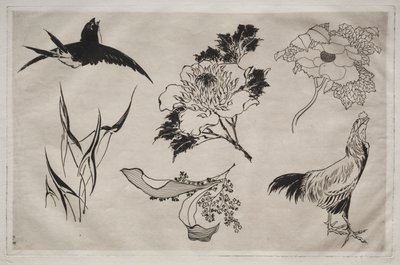 Servizio da tavola (servizio Rousseau): Rondine, gallo e fiori (n. 8) da Giovanni Battista Piranesi