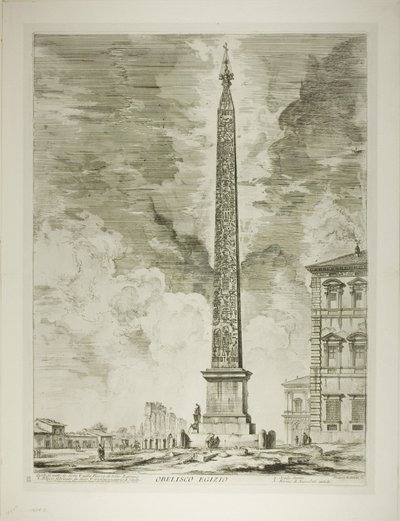 Obelisco egiziano. Questo fu eretto da Papa Sisto V nella Piazza di San Giovanni in Laterano, da Vedute di Roma da Giovanni Battista Piranesi