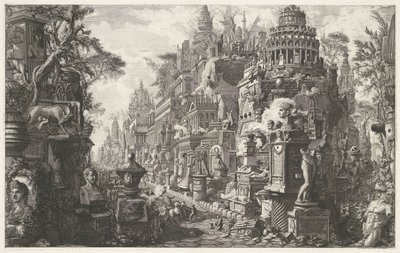 Frontespizio con una rappresentazione fantastica della Via Appia Antica da Giovanni Battista Piranesi