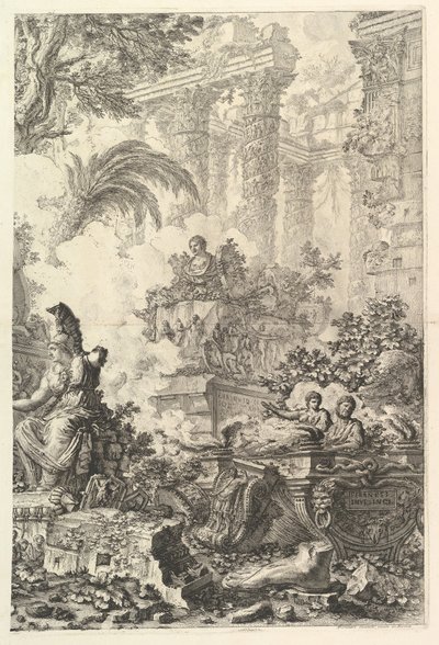 Frontespizio, con statua di Minerva da Giovanni Battista Piranesi