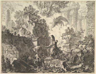 Frontespizio, con statua di Minerva, ca. 1748 da Giovanni Battista Piranesi