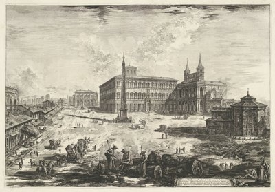 Veduta del Laterano a Roma con la Basilica di San Giovanni in Laterano (Veduta della Piazza e Basilica di S. Giovanni in Laterano, Vedute di Roma disegnate ed incise da Giambattista Piranesi architetto Veneziano) da Giovanni Battista Piranesi
