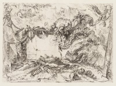 Groteschi: Rovine con teschi e un vaso fumante da Giovanni Battista Piranesi