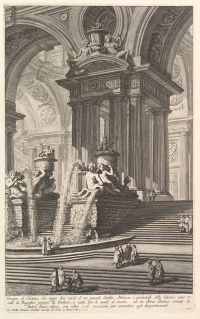 Gruppo di colonne che sostengono due archi di un grande cortile..., ca. 1750 da Giovanni Battista Piranesi