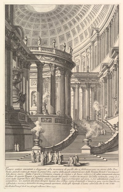 Tempio antico immaginario progettato nello stile di quelli costruiti in onore della Dea da Giovanni Battista Piranesi