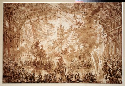 Dentro un palazzo: due Renames volanti incoronano un personaggio da Giovanni Battista Piranesi