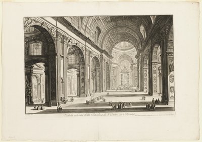 Vista interna della Basilica di San Pietro in Vaticano, da Vedute di Roma da Giovanni Battista Piranesi