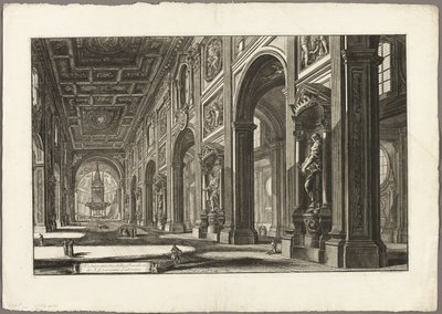 Vista interna della Basilica di San Giovanni in Laterano, da Vedute di Roma da Giovanni Battista Piranesi