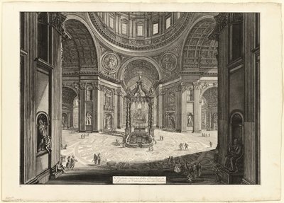 Vista interna della Basilica di San Pietro in Vaticano, vicino alla Tribuna, da Vedute di Roma da Giovanni Battista Piranesi