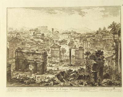 Italia, Roma, vista del Campo Vaccino (Foro Romano) con l