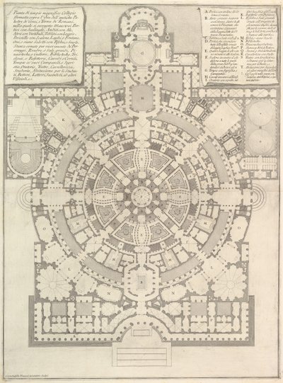 Piano di un ampio e magnifico Collegio progettato secondo gli antichi ginnasi greci, 1750 da Giovanni Battista Piranesi