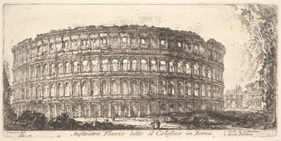 Tavola 12: Anfiteatro Flavio, chiamato il Colosseo. 1. Arco di Costantino. 2. Palatino da Giovanni Battista Piranesi