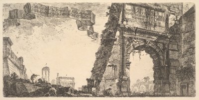 Tavola 6: 1. Arco di Tito. 2. Villa Farnese. 3. Colonne del Tempio di Giove Statore, ca. 1748 da Giovanni Battista Piranesi