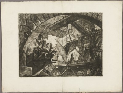 Prigionieri su una piattaforma sporgente, tavola 10 da Prigioni Immaginarie da Giovanni Battista Piranesi