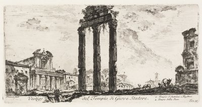 Rovine del Tempio di Giove Statore [Giove il Sostenitore]. 1. Tempio di Antonino e Faustina. 2. Tempio della Pace, tavola 10 da Alcune vedute di archi trionfali e altri monumenti da Giovanni Battista Piranesi