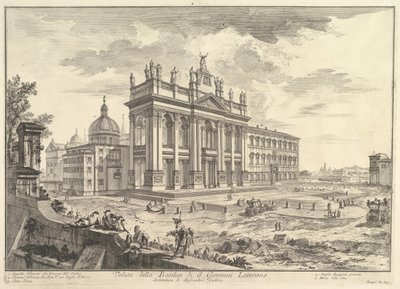 San Giovanni in Laterano, facciata principale, con Palazzo e Scala Santa a destra, ca. 1749 da Giovanni Battista Piranesi