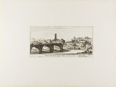 Ponte Senatorio, oggi chiamato Ponte Rotto. 1. Tempio di Vesta. 2. Tempio della Fortuna Virilis. 3. Parte dell