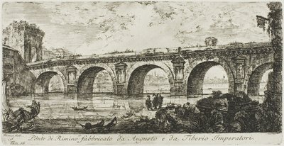 Il ponte di Rimini costruito dagli imperatori Augusto e Tiberio, tavola 16 da Alcune vedute di archi trionfali e altri monumenti da Giovanni Battista Piranesi