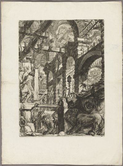 I bassorilievi del leone, tavola 5 da Prigioni Immaginarie da Giovanni Battista Piranesi