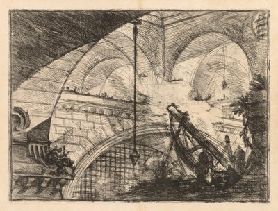 Le Prigioni: Una Serie di Gallerie con Erezione di Travi Simile a una Gru da Giovanni Battista Piranesi