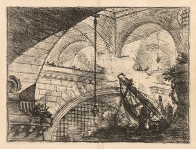 Le Prigioni: Una serie di gallerie con struttura a gru di travi, 1745-1750 da Giovanni Battista Piranesi