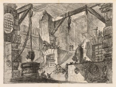 Le prigioni: Interno colonnato con una larga scala, 1745-1750 da Giovanni Battista Piranesi